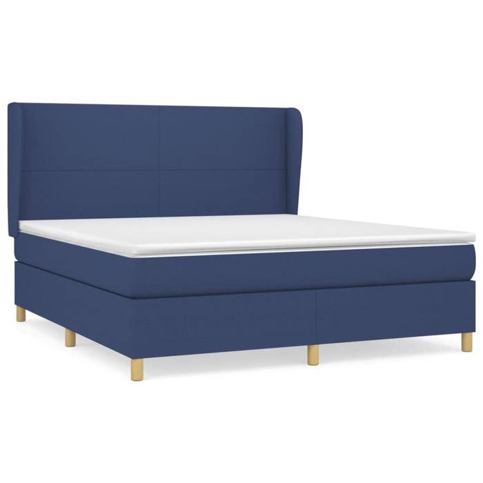 Maison Exclusive - Bed Slat Base with Blue 160x200 Cm Fabric Mattress