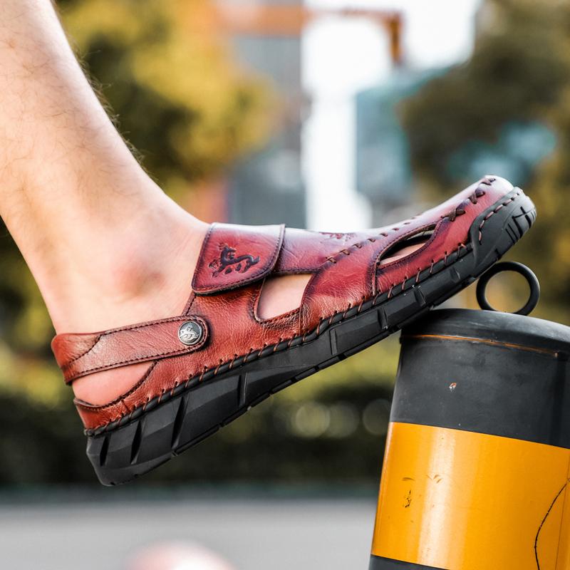 Summer Men's Leather Sandals Classic Roman Sandals Slipper Outdoor Sneaker Beach Rubber Flip Flops Men Water Trekking Sandals