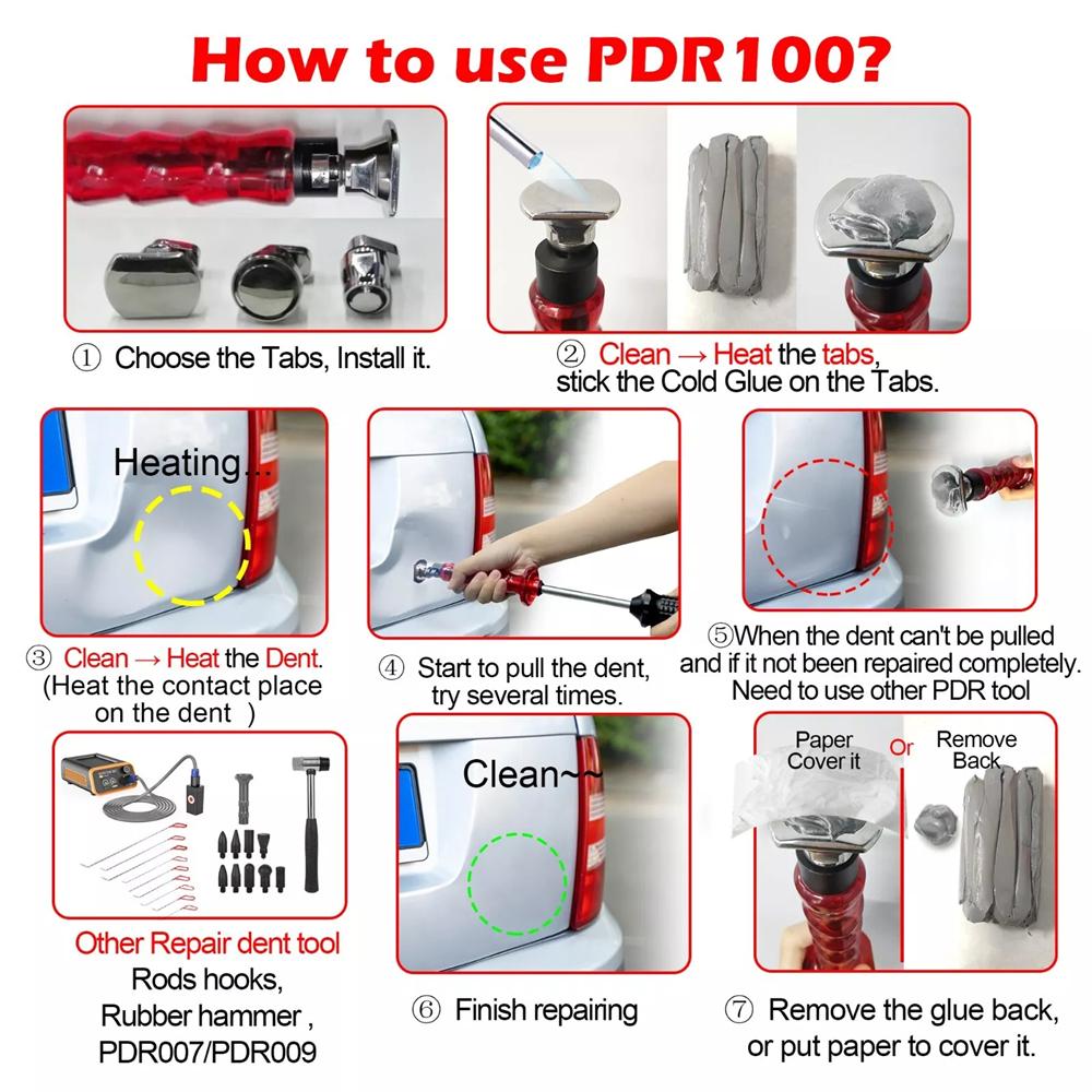 WOYO PDR100 Slide Hammer Dent Puller Cold Glue Car Paintless Dent Repair Tools