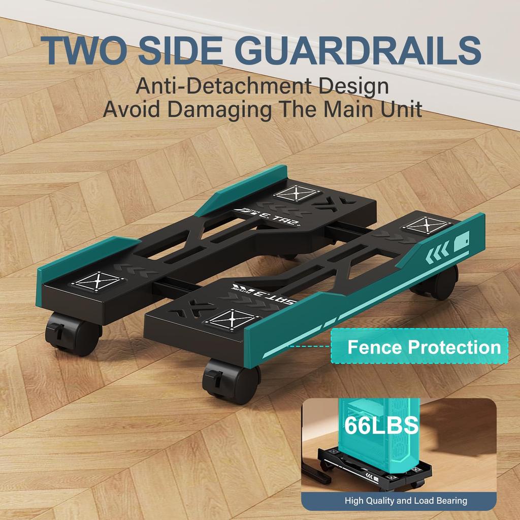 Adjustable Mobile CPU Stand, Ventilated Computer Tower Stand PC Tower Stand with 4 Caster Wheels Fits Most PC, Under Desk Holder