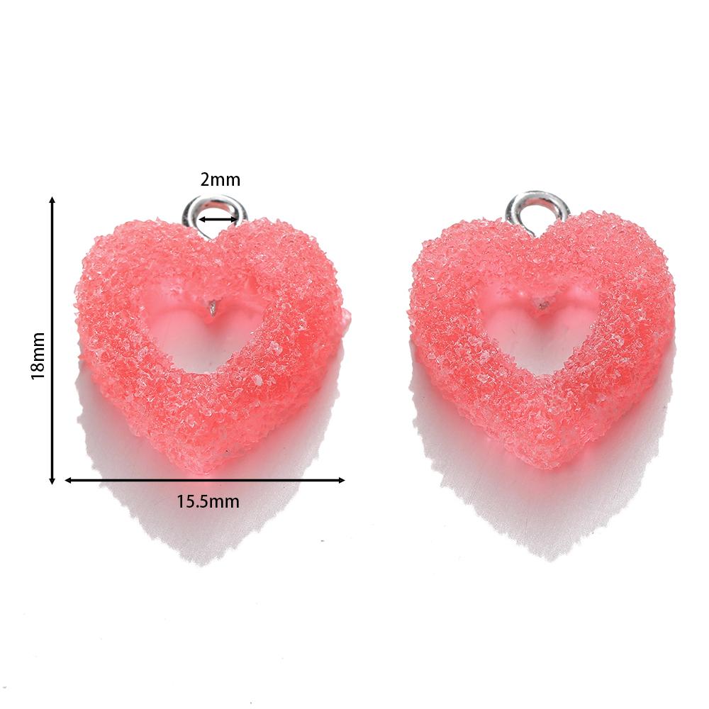 10pcs/lot Colorful Soft Candy Heart Shape Charms Cute Kawaii Resin Pendant Charms for Earring Bracelets Jewelry Making Bulk