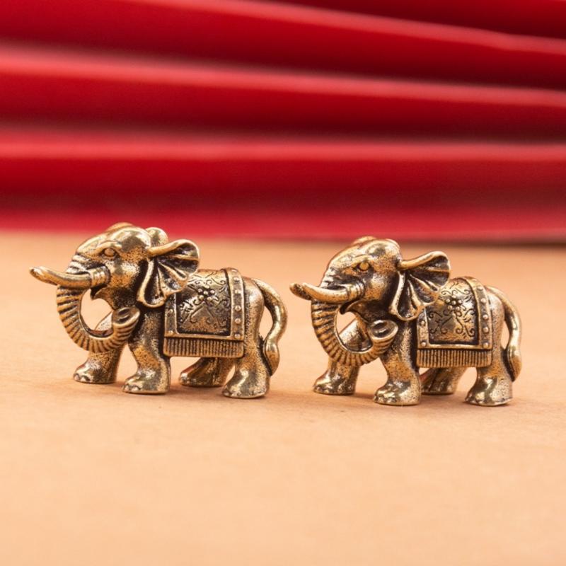 Brasses Elephant Ornaments Symbolizing Wealth Wisdoms and Good Fortunes for Gift Giving or Home Office Decoration