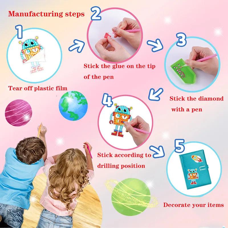 Kids Childrens Toys New Christmas Diamond Painting Keychain Ornaments DIY Hanging Diamond Art Acrylic for Christmas Crafts Family Decor