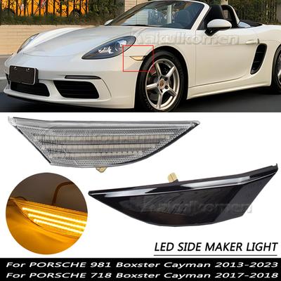 For Porsche Boxster Cayman 982 981 718 Spyder 991 911 Carrera LED Dynamic Front Side Marker Lights Turn Signal Blinker Lamp 2Pcs