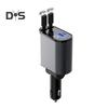 Cargador de coche con cable retráctil doble tipo C 8 pines USB 3A 2.4A Voltaje Pantalla digital Universal 100W Carga rápida de alta potencia Carga automotriz