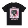 Save The EnvironUnisext Eat Plastic Cute Cat Graphic T Shirt Funny Unisex Women O-Neck Clothing T-shirts 100% Cotton Oversized T-shirt