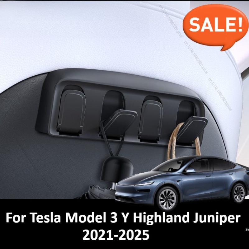 For Tesla Model 3 Y Highland Juniper -2025 Foldable Car Seat Hooks 4 In 1 Hidden Car Seat Back Hanger Car Interior