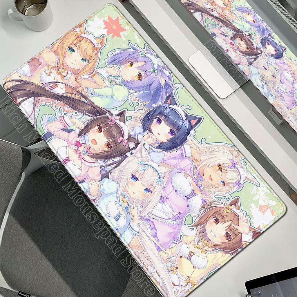 XXL Gamer Computer Desk Mat Nekopara Mouse Pad Cute Anime Girl Mousepad Carpet Office Laptop Mousemat Desktop Table Mat 900x400