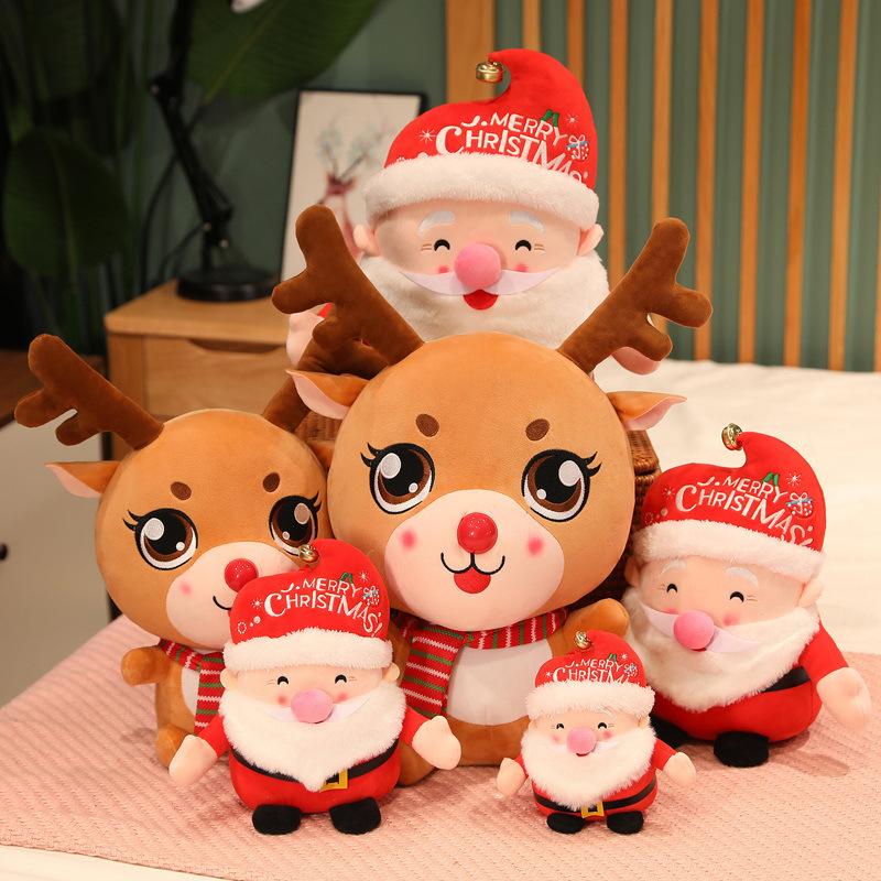 Cute Santa Claus Doll Elk Plush Toy Cloth Doll Children's Christmas Doll for Girls