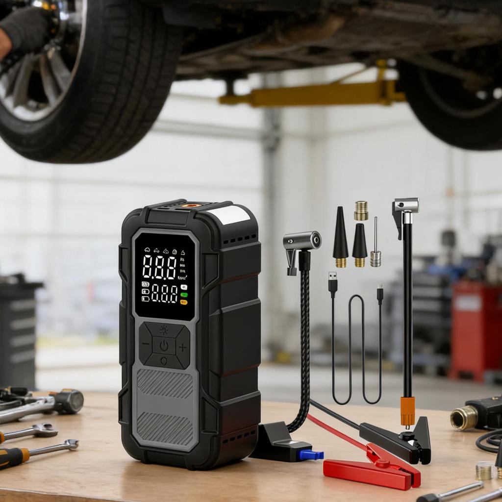 Jump Starter For Car 12V 4000A LED Lighting Battery Jump Starter For Outdoors For Inflating Tires Long Trips Urban Road