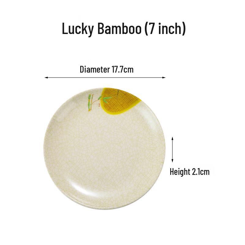 Набор обеденных тарелок из меламина с бамбуковым дизайном 7-inch