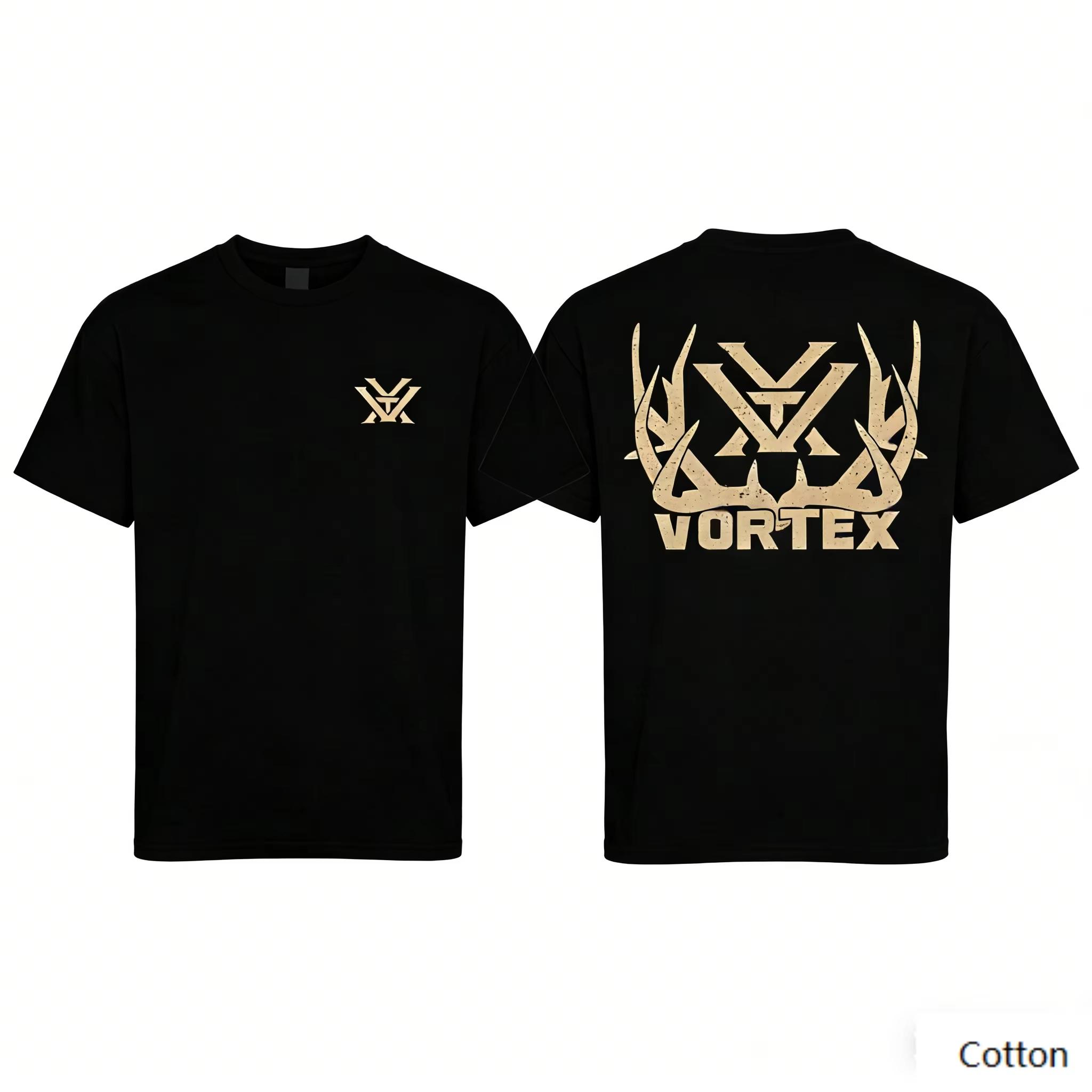 2026 New Cotton Summer Vortex Optics Deer Antlers Hunting T Shirt Cotton Outdoor Hunting Streetwear Vortex Fan Tshirt M