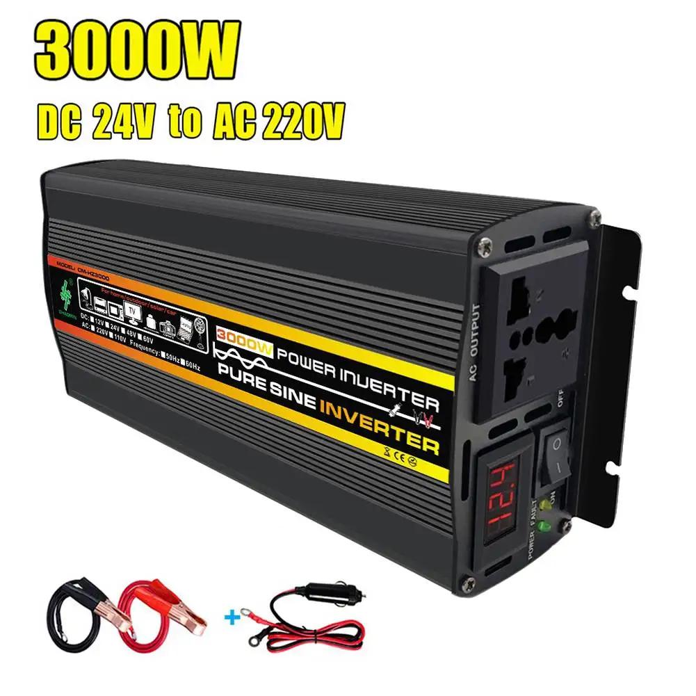 3000/4000/6000/8000W Car Voltage Transformer LED Display Vehicle Smart Inverter Dual USB AC 12V To DC 220V for Vehicle Appliance
