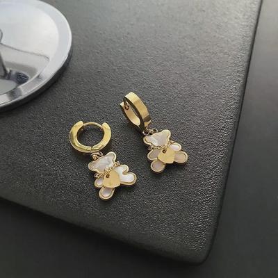 Pendientes de oso de acero y titanio de lujo de moda 2022 para mujer