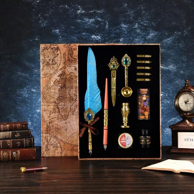 Feather Pen Magic Academy Dip Set With Wax Seal Kit Calligraphy Gift