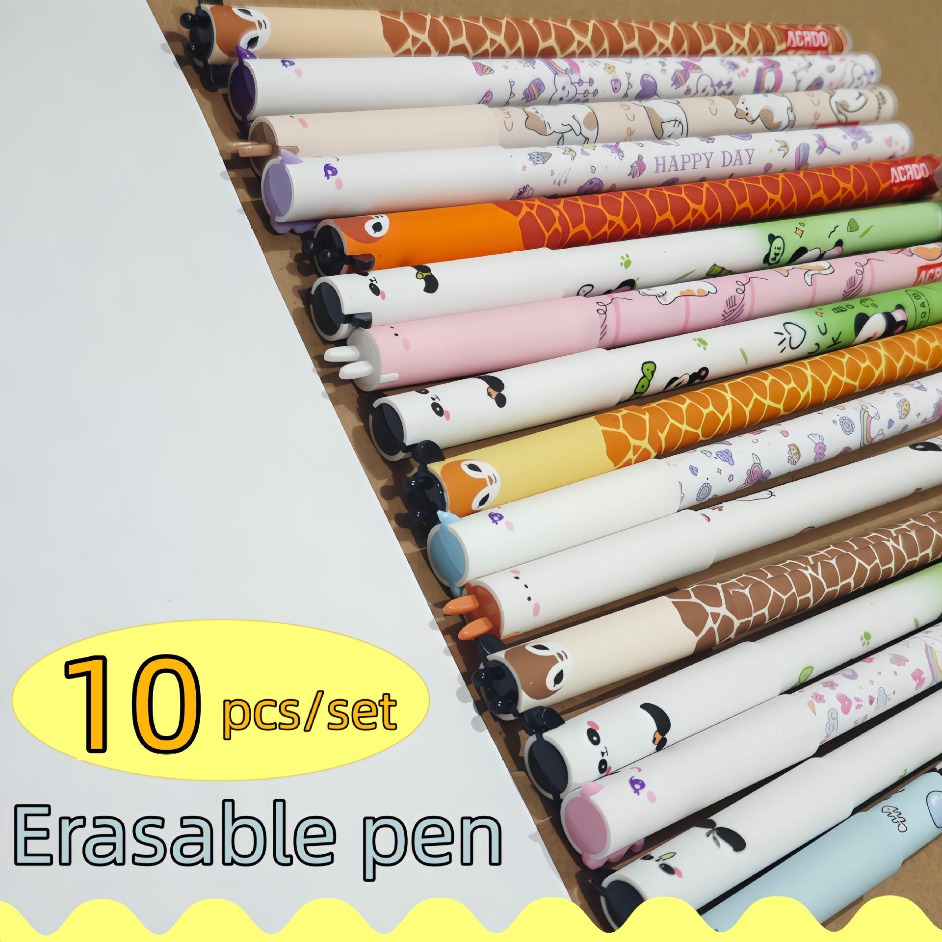 10 Pack of Erasable Pens with Random Designs Blue Ink Cute Teddy Bear Erasable Pen Animal Erasable Neutral Pen Blue
