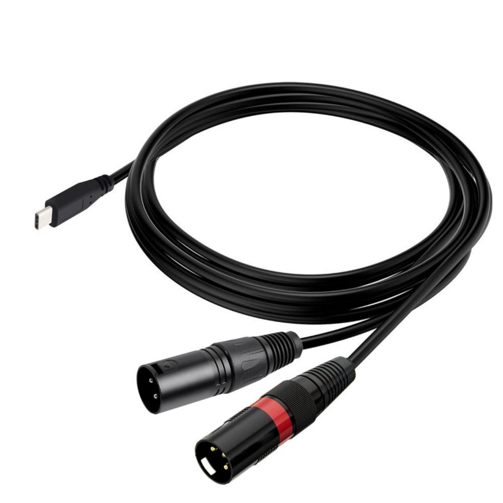 

Кабель USB C на двойной XLR 3-контактный, штекер XLR на USB C адаптер-конвертер для смартфонов, ноутбуков, совместимый с усилителями, микшерами