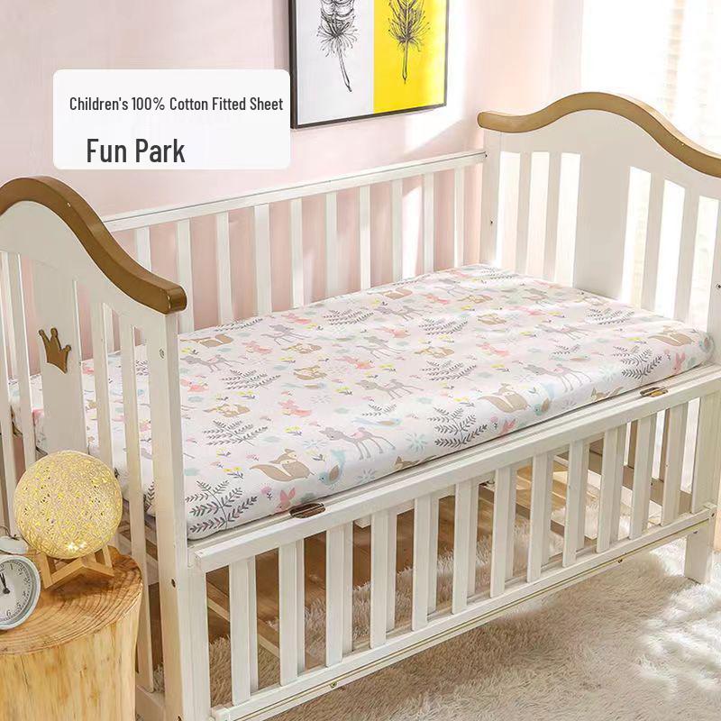 Pure Cotton Cartoon Crib Mattress Cover & Bedspread for Babies