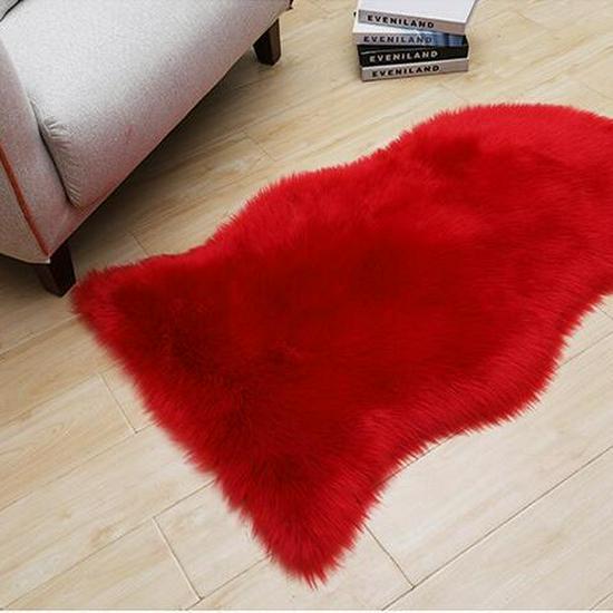Australian Faux Wool Sofa Cushion - European Style Sheepskin-Shaped Plush Carpet for Living Room, Bedroom, and Bay Window.