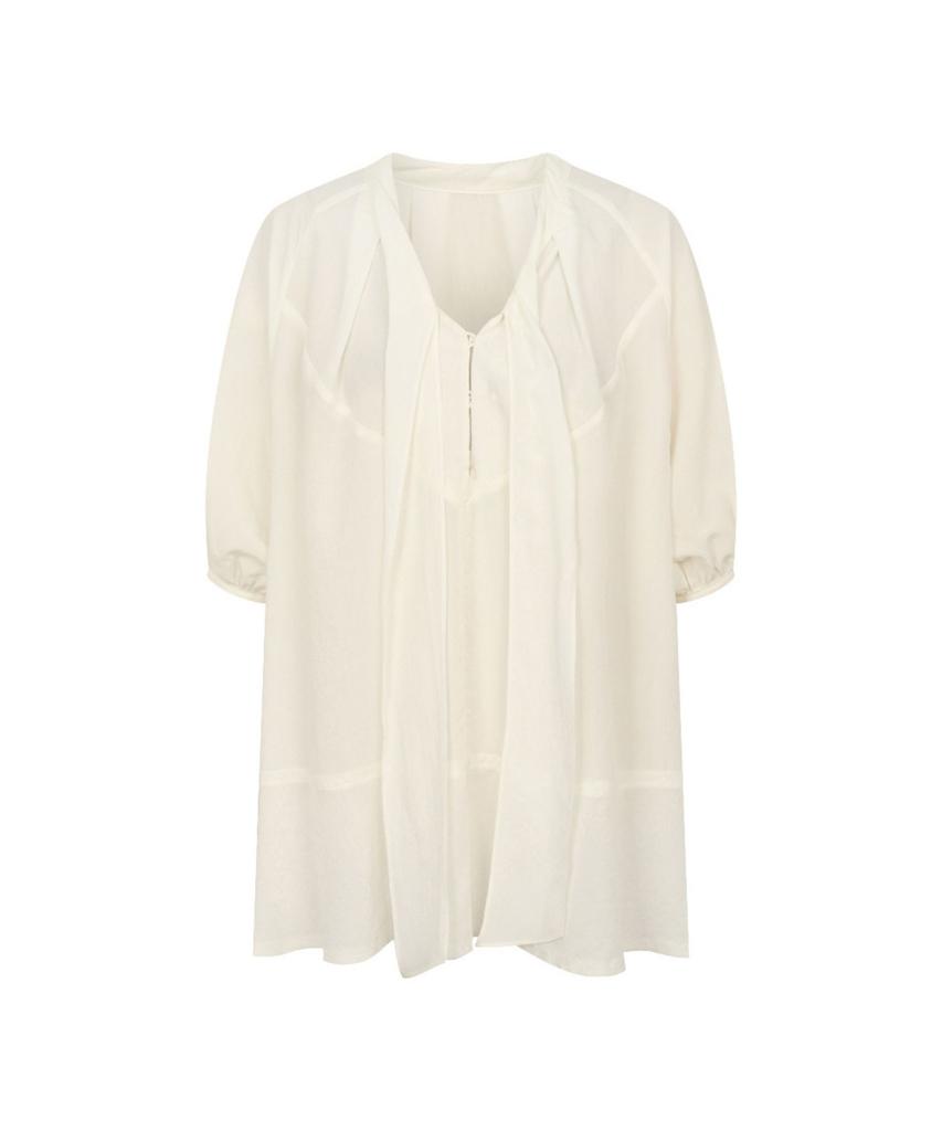 MONDAYFLOW Airy Tie Blouse_White