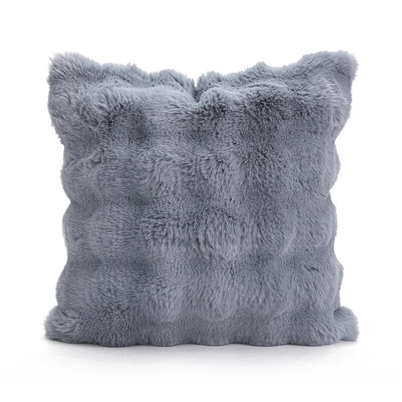 Nordic Modern Rabbit Plush Cushion Cover - Luxury Fur-like Texture, Square Sofa Cushion