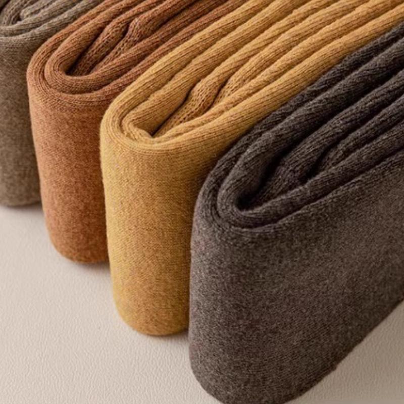 Knit Cotton Thermal Knee-High Socks Soft Warm Leg Warmers Solid Colors Light Stockings For Women Autumn Winter Home Office Wear