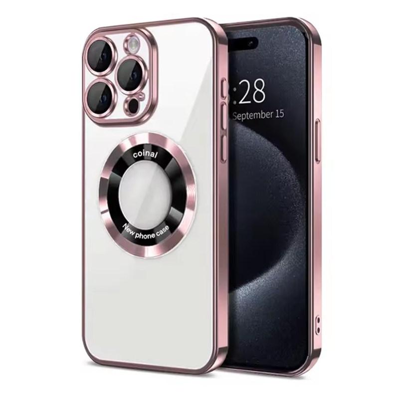 Luxury Plating Magnet Cover For Magsafe Case Iphone 16 15 14 Plus 17 Air 11 12 13 11 Pro Max Apple Logo Magnifier Camera Protect