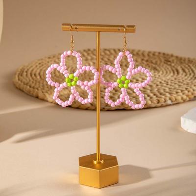 Boucles d'oreilles pendantes fleur rose en perles pour femmes filles bijoux