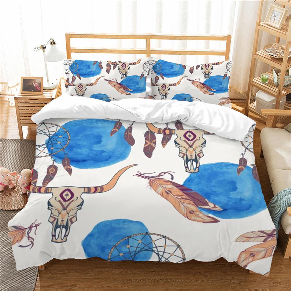 Bettbezug 3D Schädel Druck Bettbezug Set Hohe Qualität Einzelgröße Bettdeckenbezug Set Jungen Mädchen Zuhause Bettwäsche Set