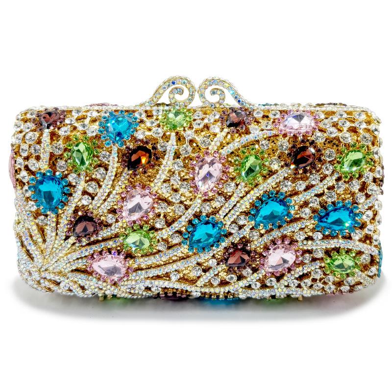 Large Stone Clutches Bags Woman Silver/Gold Diamond Evening Bag Crystal Party Prom Handbag Wedding Bridal Gala Rhinestone Purse