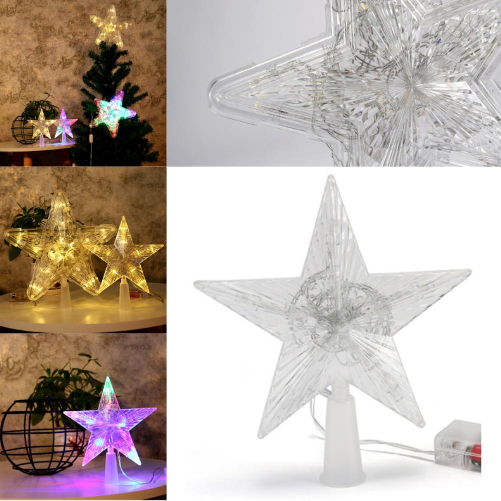 Christmas Tree Top Star LED Light Decoration Christmas Pendant Home Night Light Decor Xmas Gift Navidad 2023