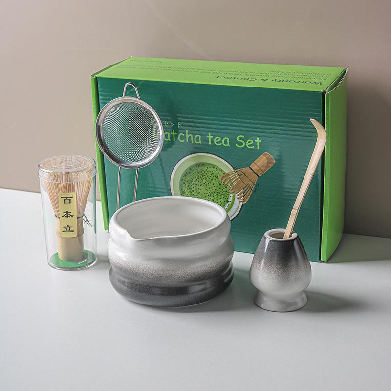 Set Matcha Japonez 1-7 BUC cu Bol Ceramic, Tel de Bambus pentru Matcha și Linguriță pentru Ceai pentru Unelte și Accesorii DIY pentru Prepararea Ceaiului