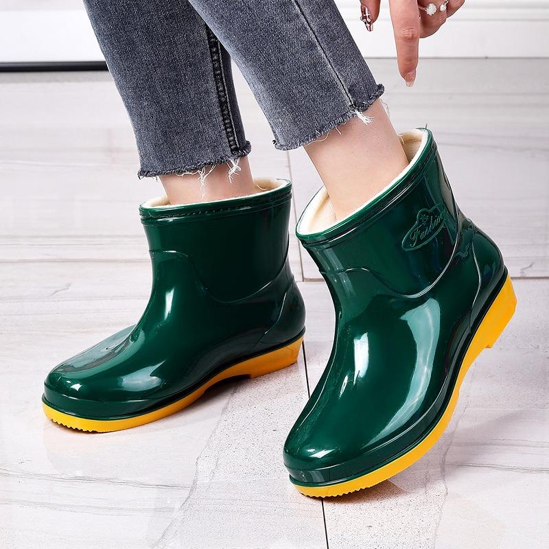 Four Seasons Short Barrel Rain Women's Water Shoes Fashion Purple Rain Shoes Kitchen Canteen Mom Cleaning Non-slip Rubber Shoes Rain Boots