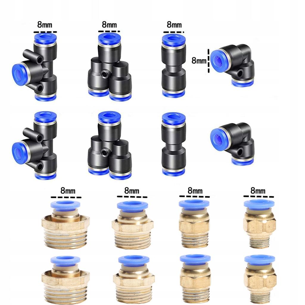 Blaues 10M PU AIR Pneumatik-KIT AD 8mm x 5mm ID mit 16 Anschlussstücken
