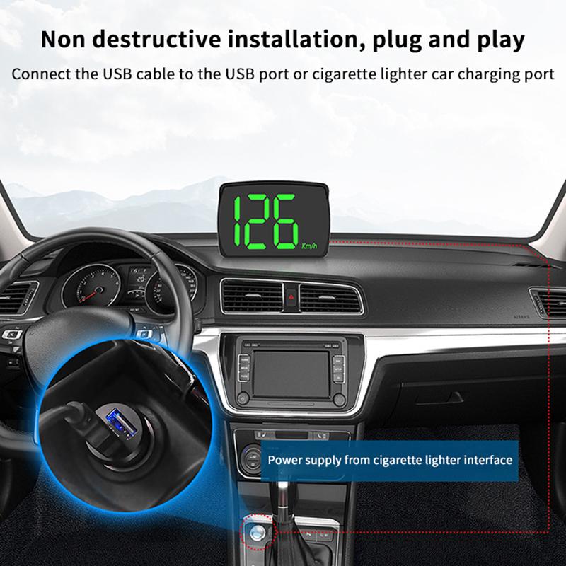 Evrensel Araba Hud Dijital Hız Göstergesi Head Up Display Motor Kamyon Araçlar İçin Hız Ölçer Göstergesi Km/H USB Güç Kaynağı
