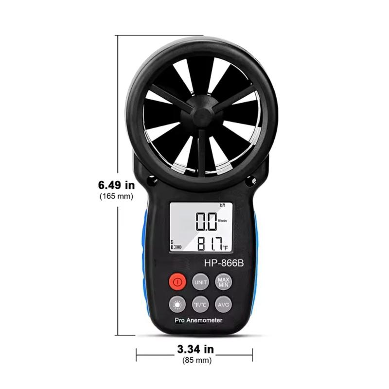Digital Anemometer with Backlight Display High Resolution Speed  Tester Weather Resistant for Engineering Projects