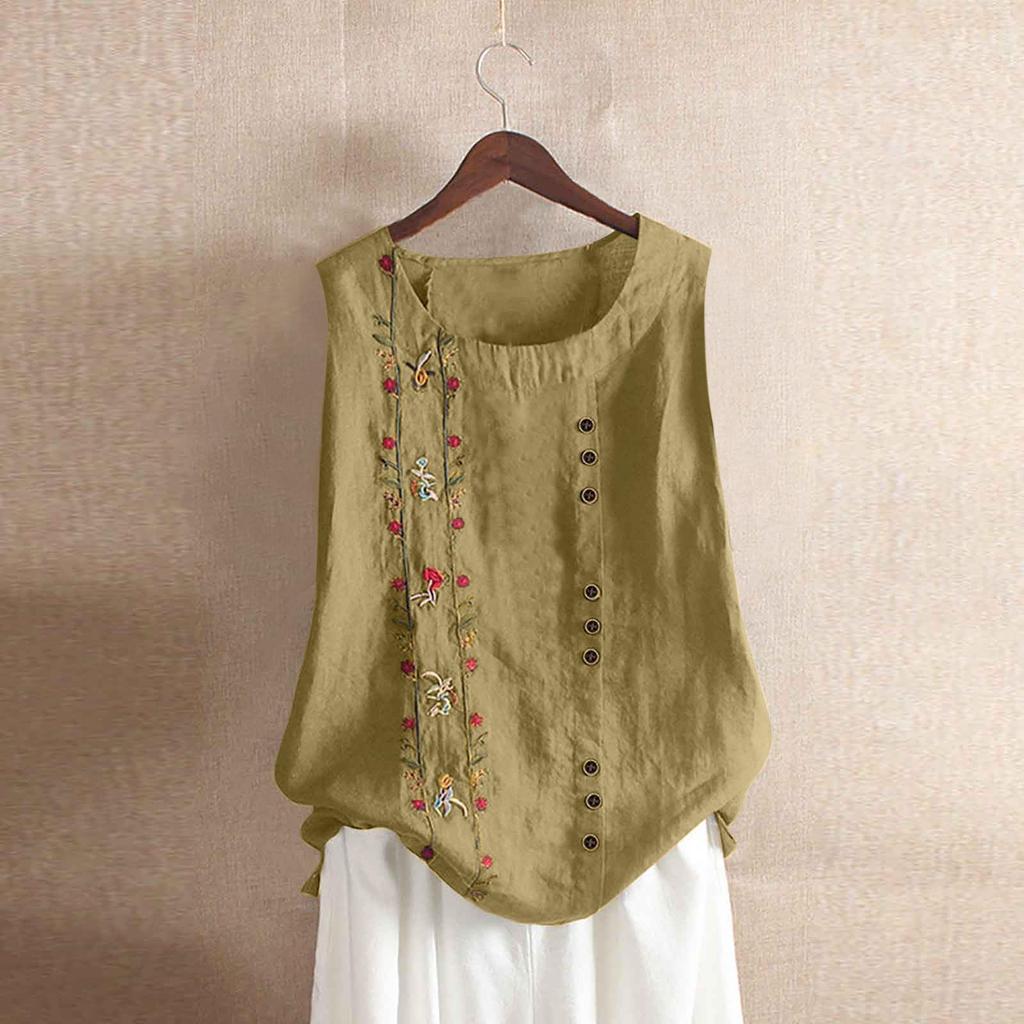 Damen Sommer Mode Rundhals Weste Ärmellos Urlaub Lässig Locker Basic Hemd Top