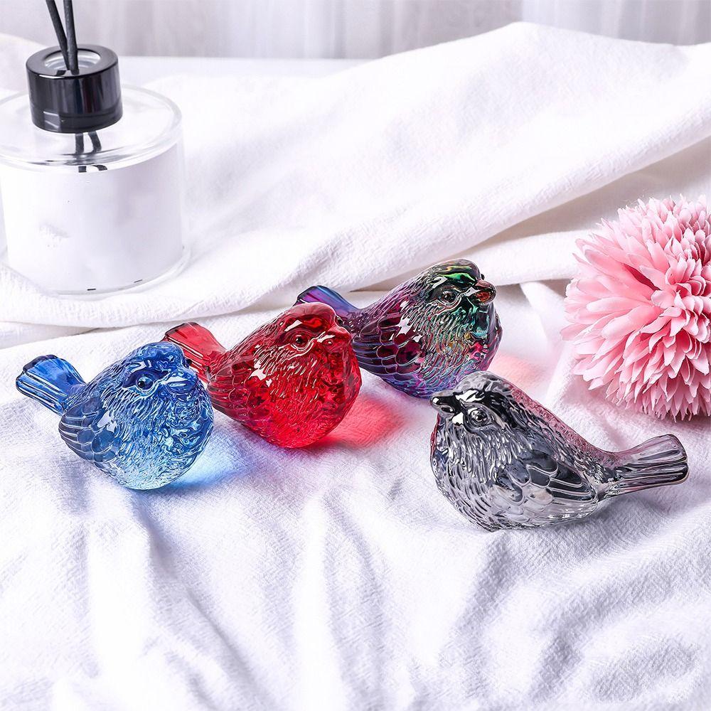 Creative Colorful Crystal Bird Ornaments Handicraft Unique Lucky Bird Figurine Nordic Bird Statue Crafts Garden Ornament