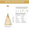 JOYINLED Japanese Style Bamboo Pendant Light Wabi Sabi Rattan Chandelier E27 LED Ceiling Hanging Lamp for Cafe Bar Home Decor