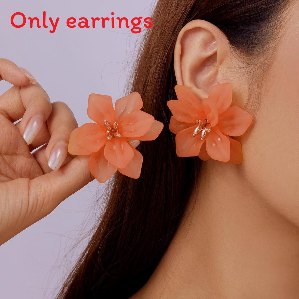 Womens Acrylic Floral Earrings Handmade Geometric Plant Flower Accessories