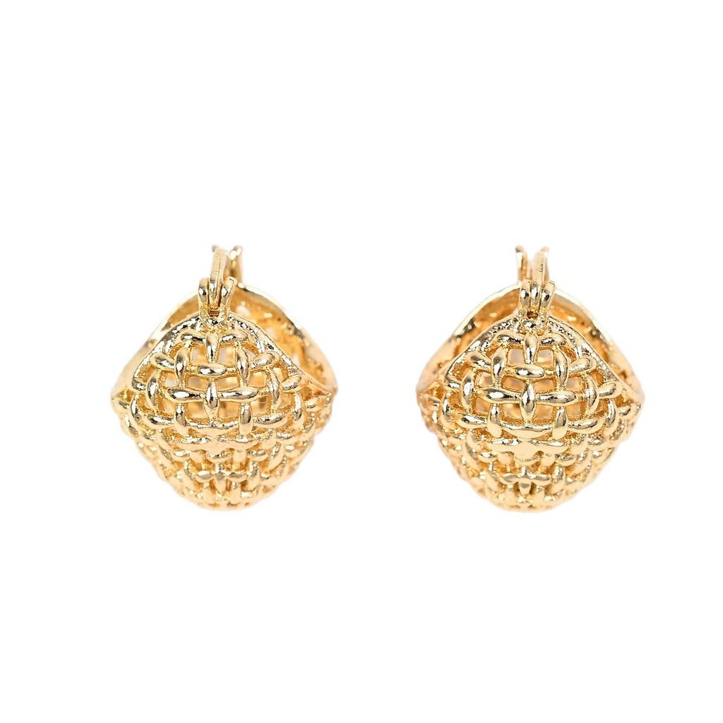 Gewebte 18 Karat Gold Kugelstecker - Damen Luxus Mode Ohr Manschetten