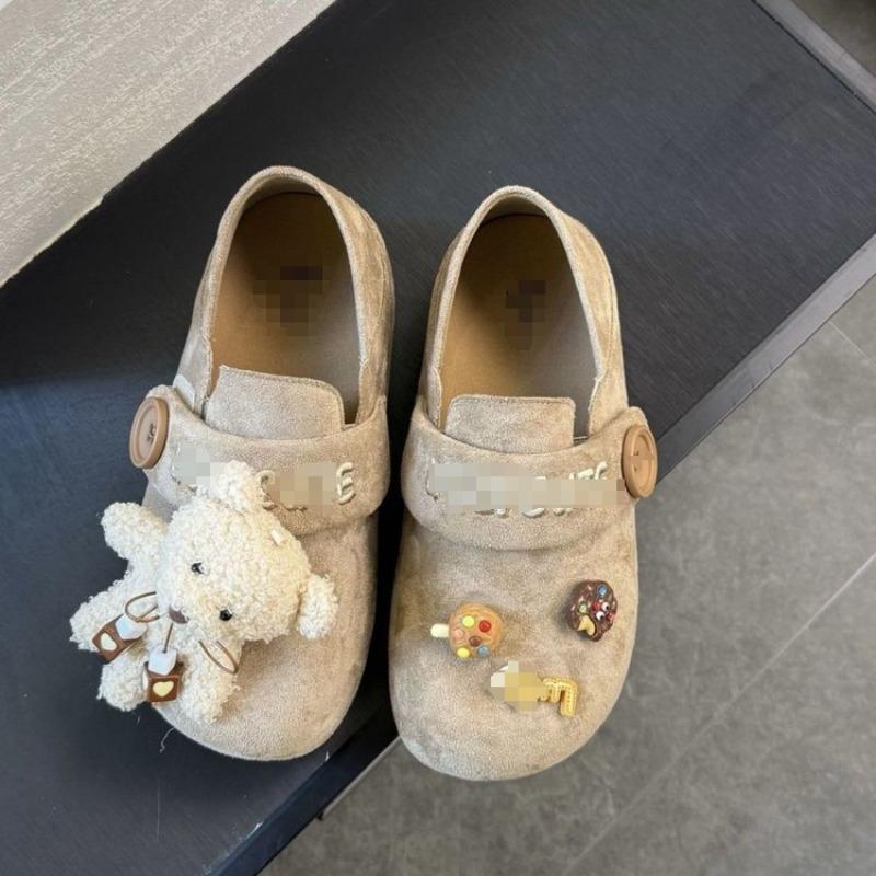 

Autumn retro height increase women s new soft sole is not tired, one pedal cute bear cartoon shoes 40 абрикосовый