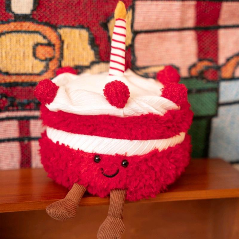 Creative Red Velvet Cake Plush Doll – Stuffed Animal Comfort Toy for Girls, Perfect Birthday Gift.