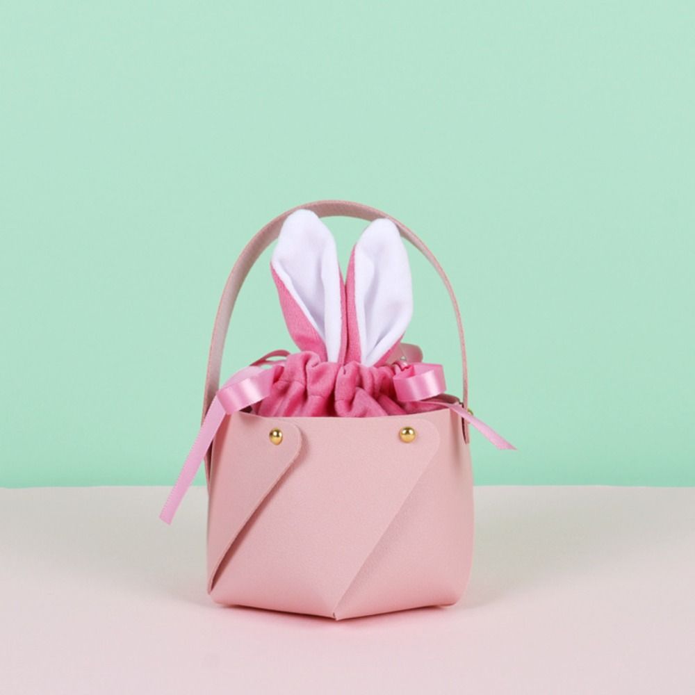 Cute Candy Drawstring Bag Festival Mini Handbag Creative Easter Bunny Ear Gift Bag  Kids Gifts