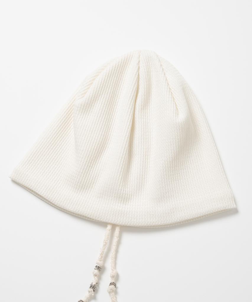 MILLO WOMEN Waffle String Beanie [Ivory]