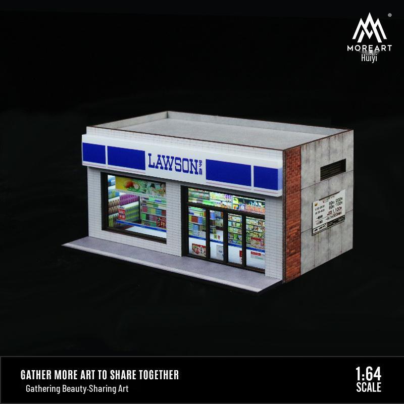 

1:Модель автомобиля из сплава масштаба 1/64 со сценой парковки магазина и уличными украшениями.