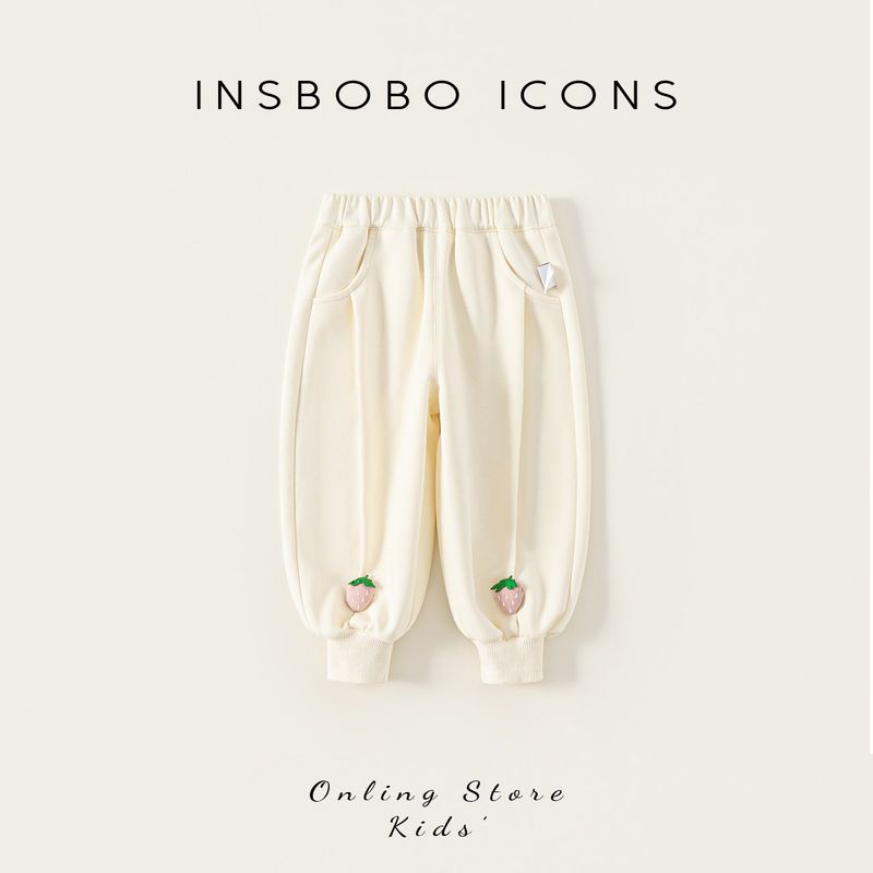 Insbobo Girls  Pants 2026 Spring New Style Girls  Long Pants Children s Spring and Autumn Stylish Casual Pants Spring Fashion Trend Rice White 80