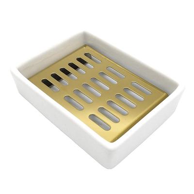 A30u-Portasapone in Ceramica Porta Sapone in Acciaio Inossidabile Per Bagno e Doccia Scatola Porta Sapone Drenante a Doppio Strato
