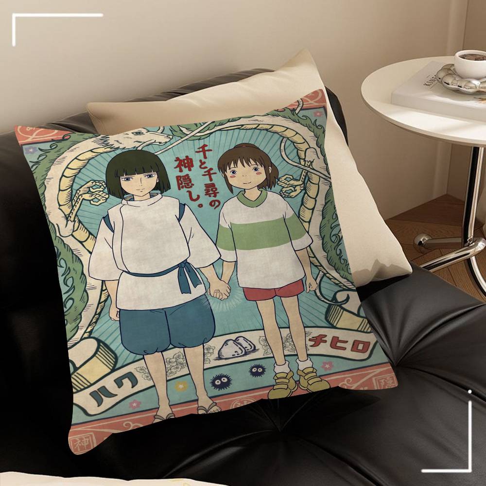 Spirited Away Anime Poster Maple Design Cushion Cover Happy Autumn Harvest Decor Holiday Decorati Pillow Cover