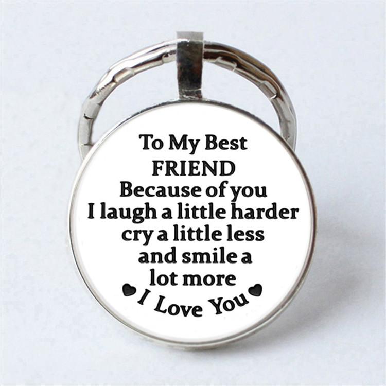 Keychain Accessories Pendant Floral Thanksgiving Text Good Friends Retro Personalized Keychain Gift Pendant